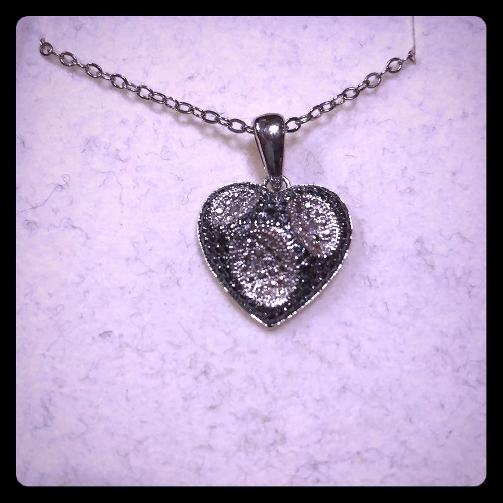 NWT Pave silver heart necklace